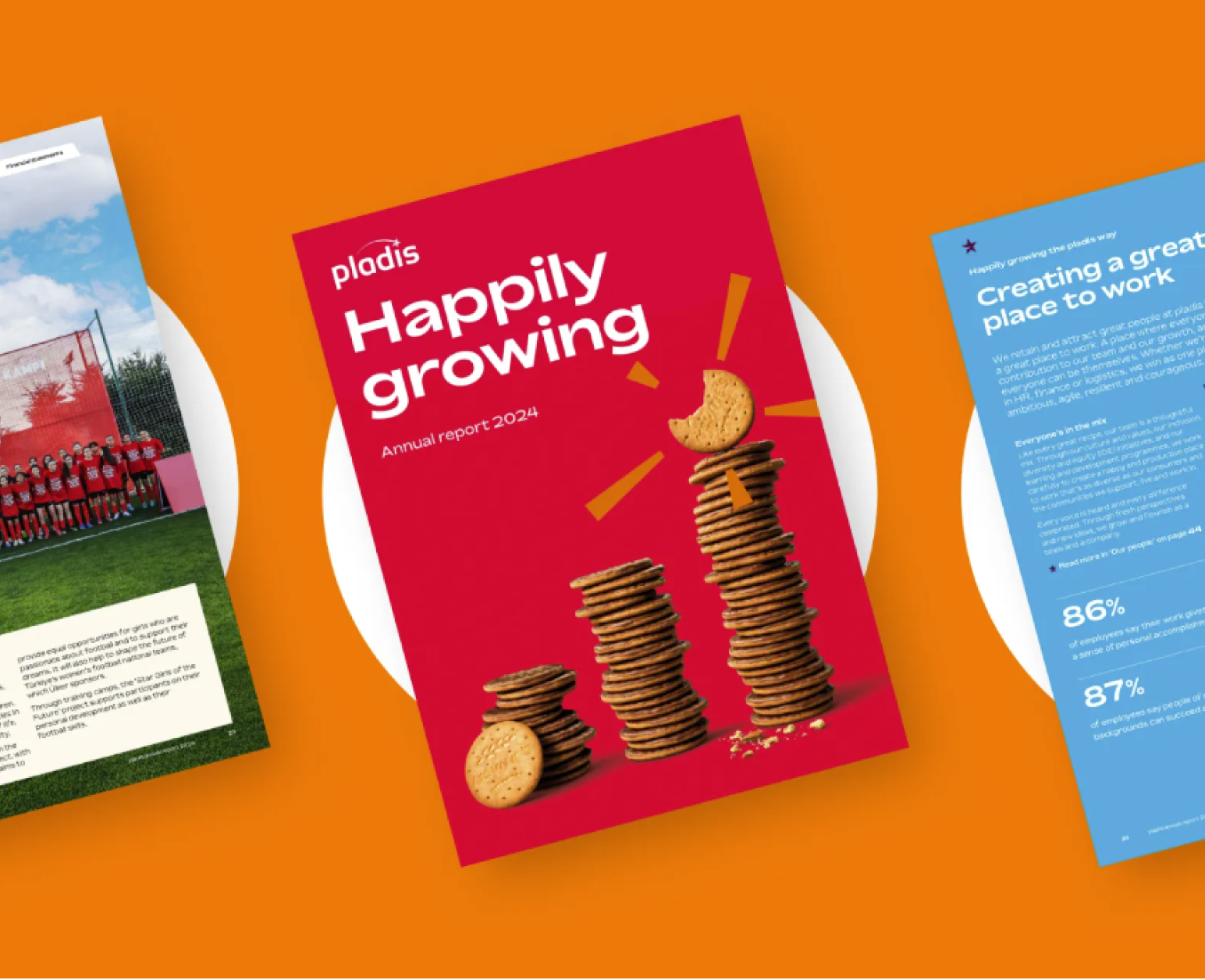 The front cover of pladis' 2024 Annual Report, titled Happily Growing